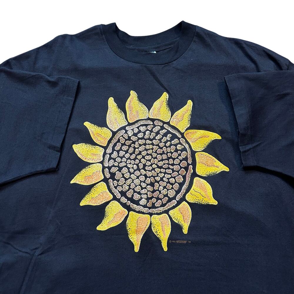 Vintage 90s Sunflower Graphic T-Shirt Single Stitch Tee USA Made 1993 Mens XL